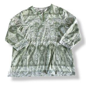 [Cathy Daniels] Boho Beaded Collarless Top